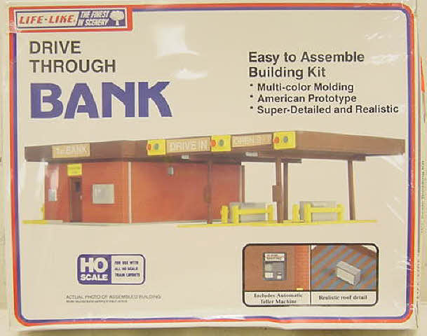 Life Like 1360 HO Drive Through Bank Building Kit