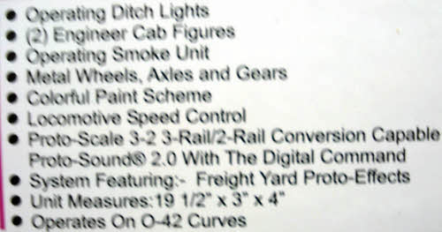 MTH 20-2631-1 O Gauge Southern Pacific AC4400cw Diesel Engine w/PS2 #191
