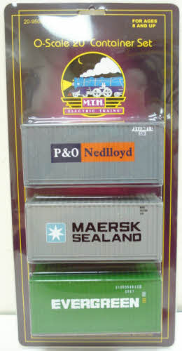 MTH 20-95063 O Scale Maersk/P&O/Evergreen 20' Container Set