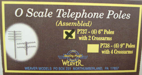 Weaver P737 O Scale 6" Telephone Poles (Pack of 6)