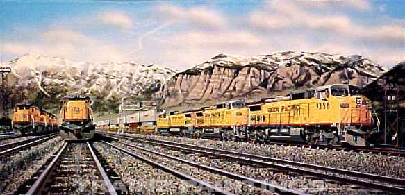 Robert West 493 Union Pacific Union Pacific Double Stacks Railroad Art Print AP