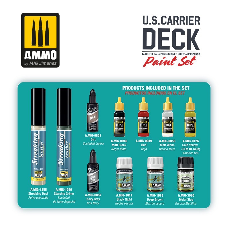 Mig Jimenez A.MIG-7457 U.S. Carrier Deck - 10/17/35 ml Paint Bottle (Set of 11)