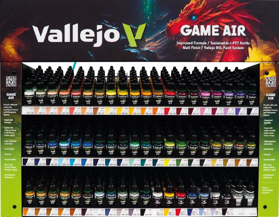 Vallejo Paint 10111 NEW Game Air Paint Deal w/Rack (6 e