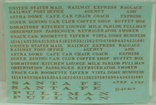 Walthers 22-60 Walthers HO Scale Santa Fe Gold Decal