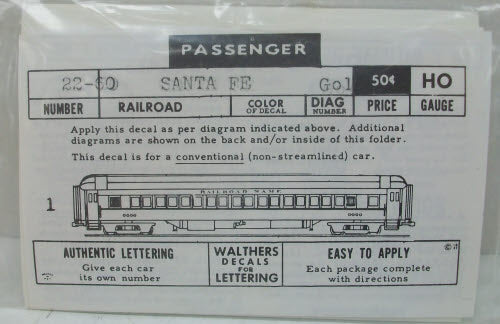 Walthers 22-60 Walthers HO Scale Santa Fe Gold Decal