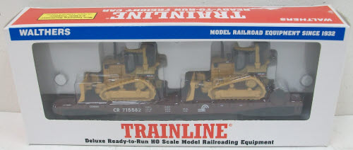 Walthers 931-755 HO Conrail 50' Flatcar w/ (2) Bulldozers
