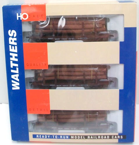 Walthers 932-34001 HO Scale Milwaukee Road 45' Logging Cars (Set of 3)